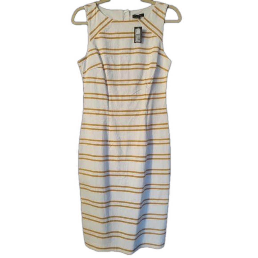 NWT RW&CO White & Mustard Striped Dress